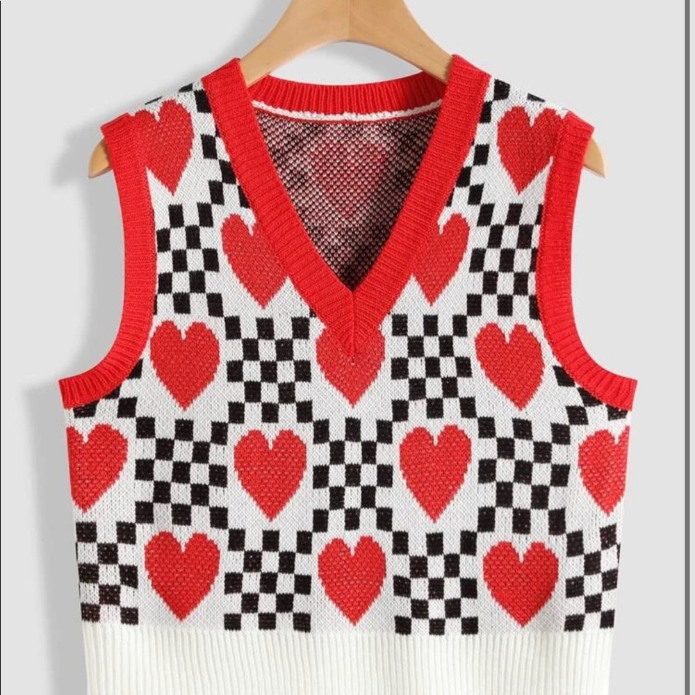 NWOT Checkers heart sweater vest